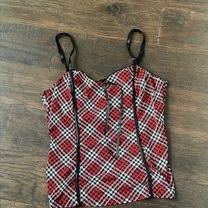 Red and black houndstooth top from My Michelle in Large